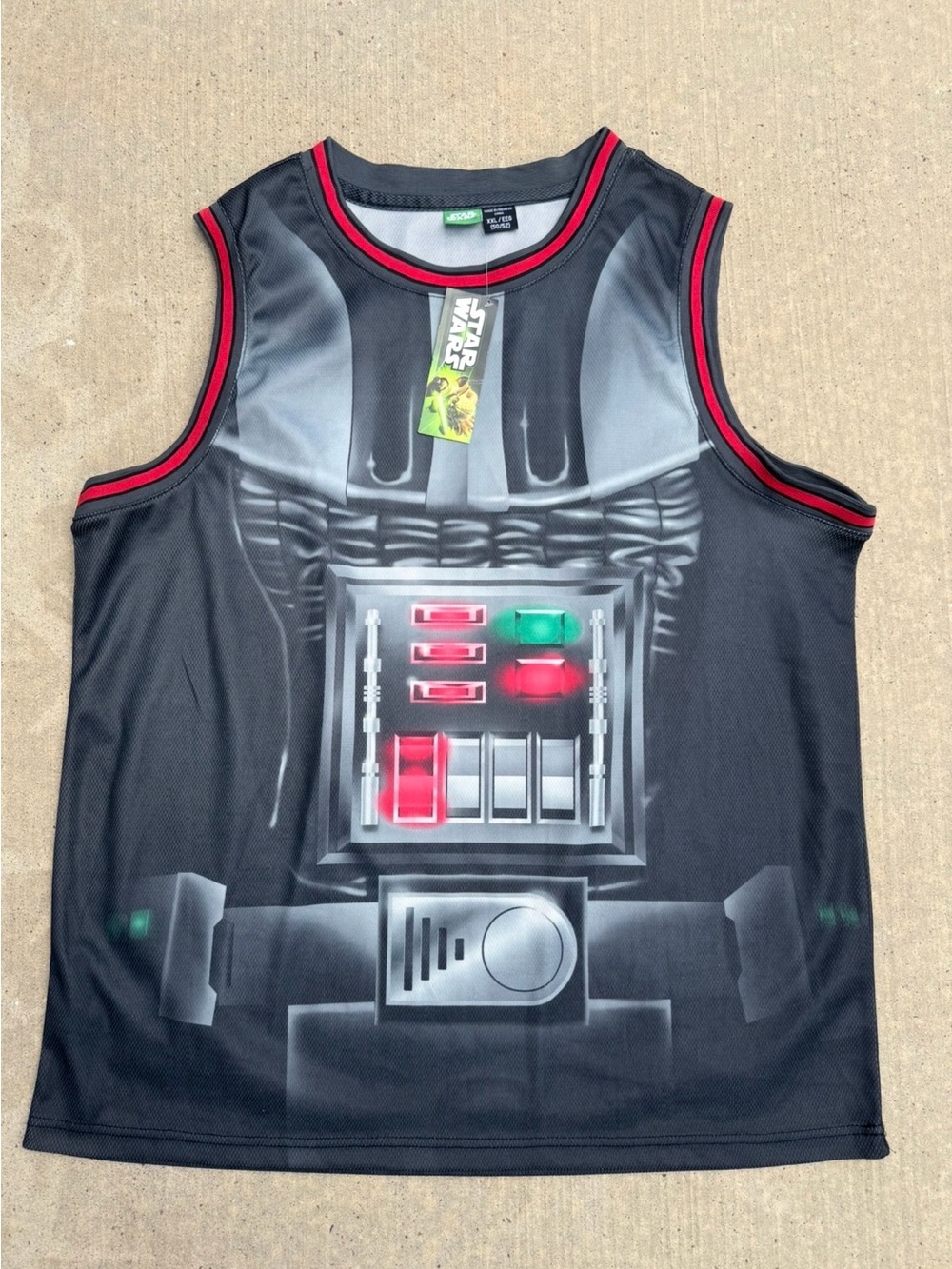 Star Wars Darth Vader Sleeveless Jersey Tank Top Black Red Trim Vader 83 Men’s
